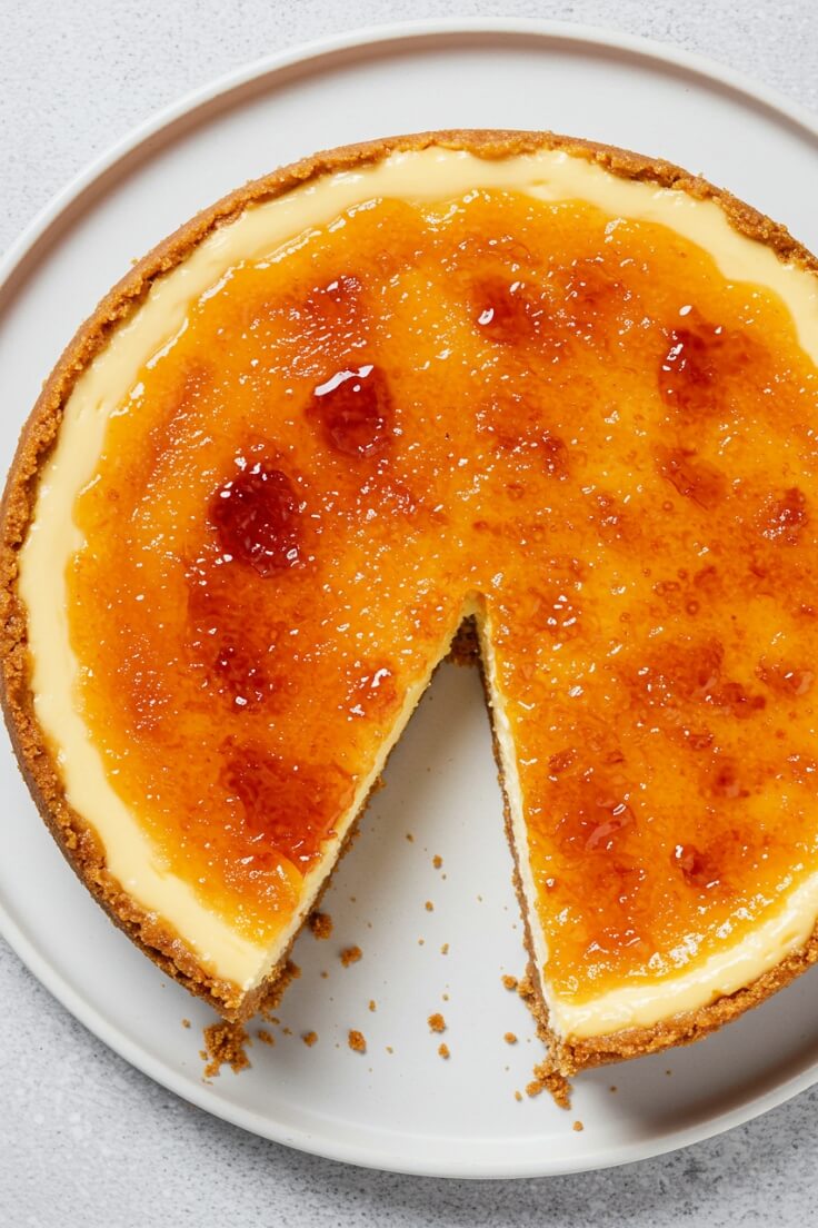 Easy Creme Brulee Cheesecake with Caramelized Sugar Top