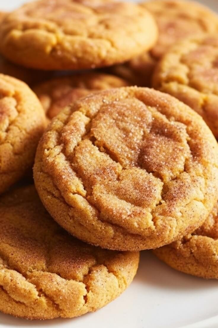 Easy Pumpkin Snickerdoodle Cookies with Cinnamon Sugar