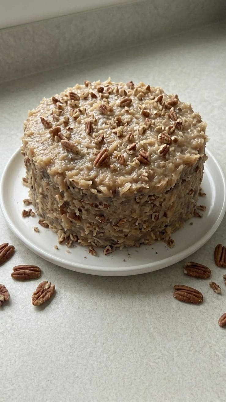 Easy German Chocolate Cake – Rich, Moist & Coconut Pecan Topping