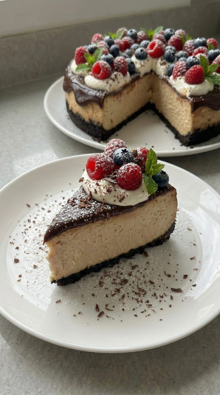 Espresso Cheesecake with Chocolate Ganache