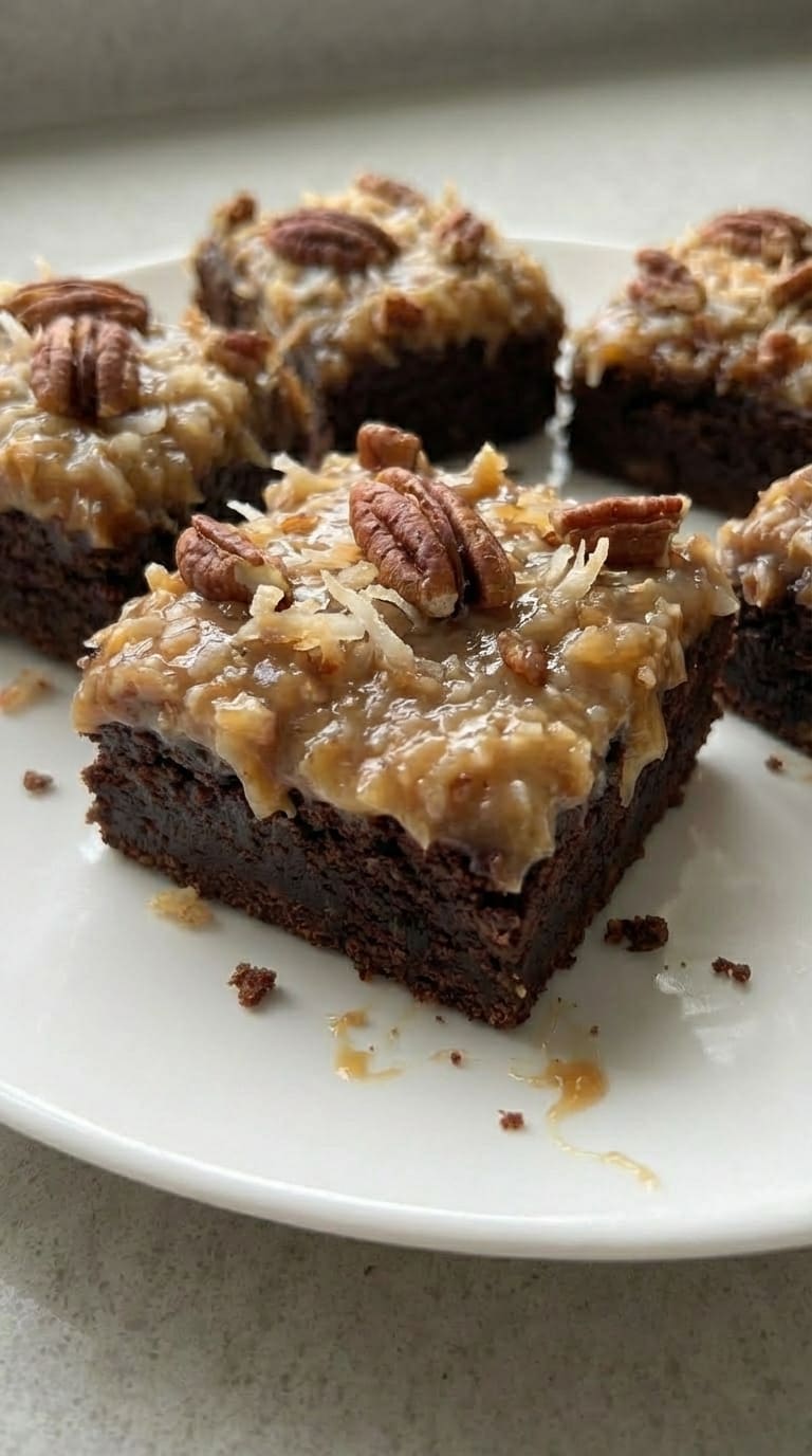 Fudgy German Chocolate Brownies Better Than Cake