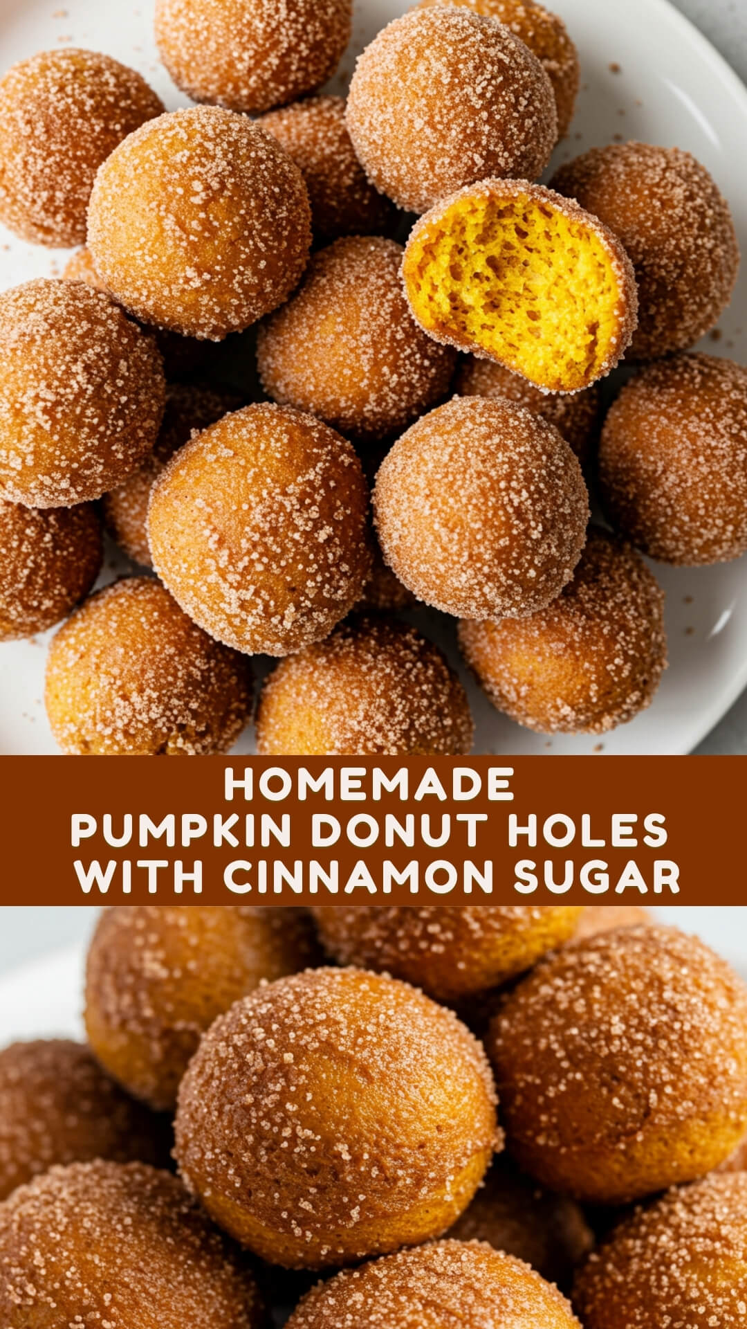 Soft, spiced pumpkin donut holes coated in cinnamon sugar. Perfectly tender bites bursting with cozy fall flavors in every bite.