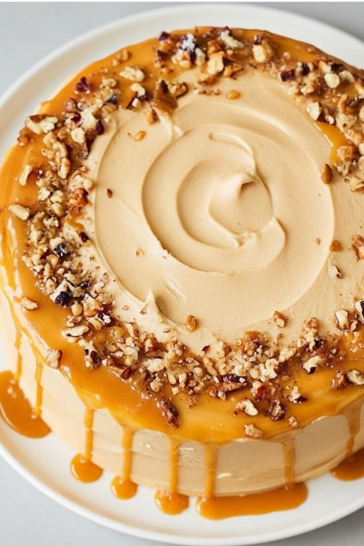 Salted Caramel Pumpkin Cake with Browned Butter Frosting