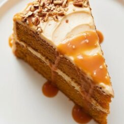 Salted Caramel Pumpkin Cake with Browned Butter Frosting