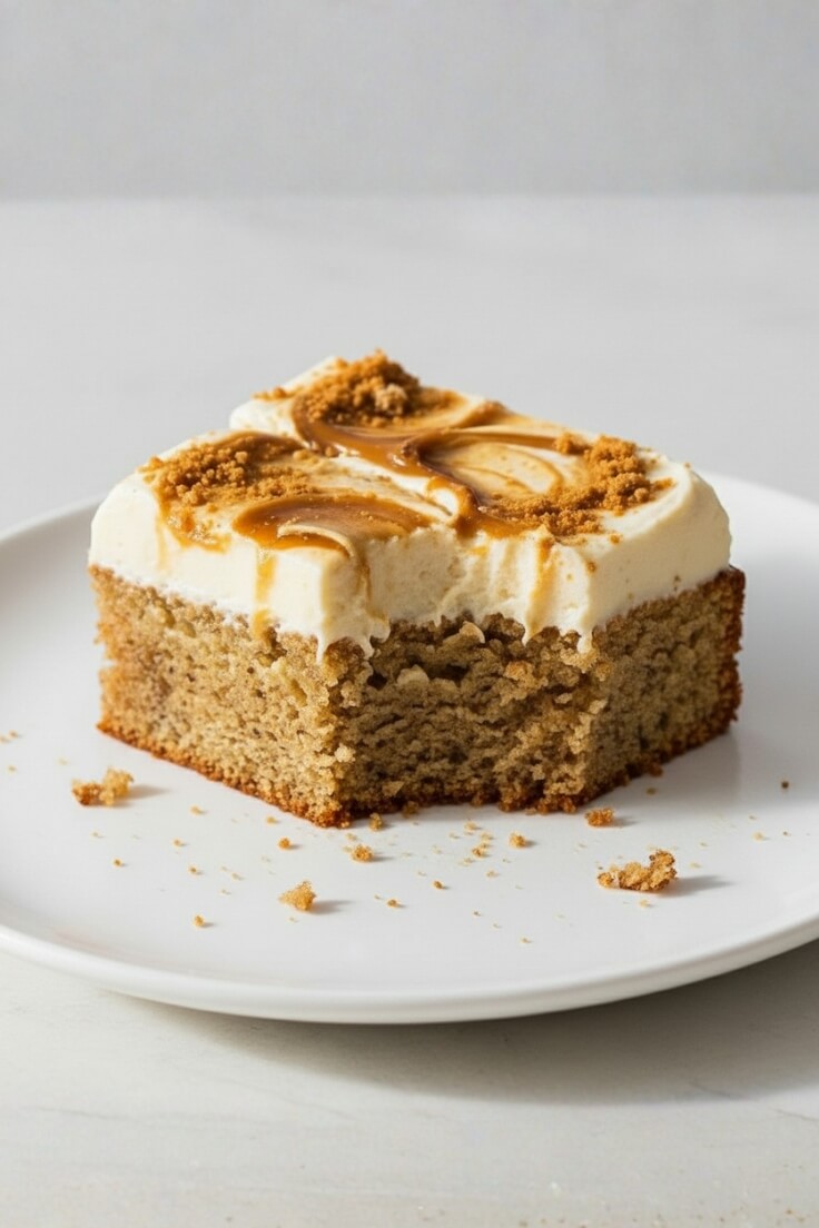 Banana Sheet Cake With Biscoff Cream Cheese Frosting