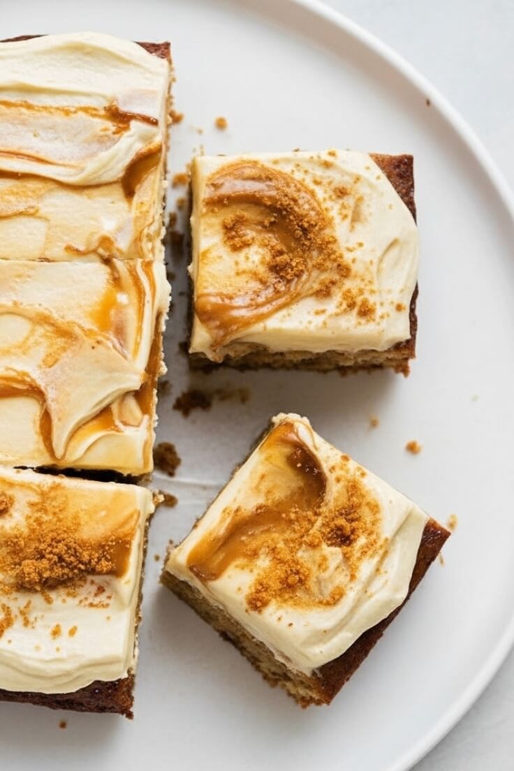Banana Sheet Cake With Biscoff Cream Cheese Frosting