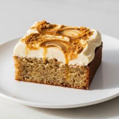 Banana Sheet Cake With Biscoff Cream Cheese Frosting
