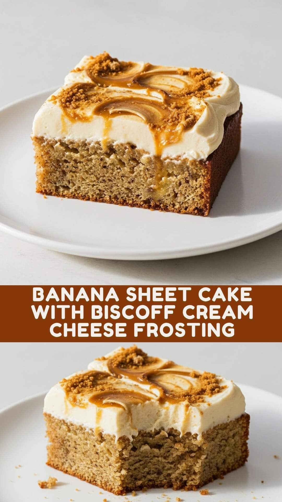 Banana Sheet Cake With Biscoff Cream Cheese Frosting