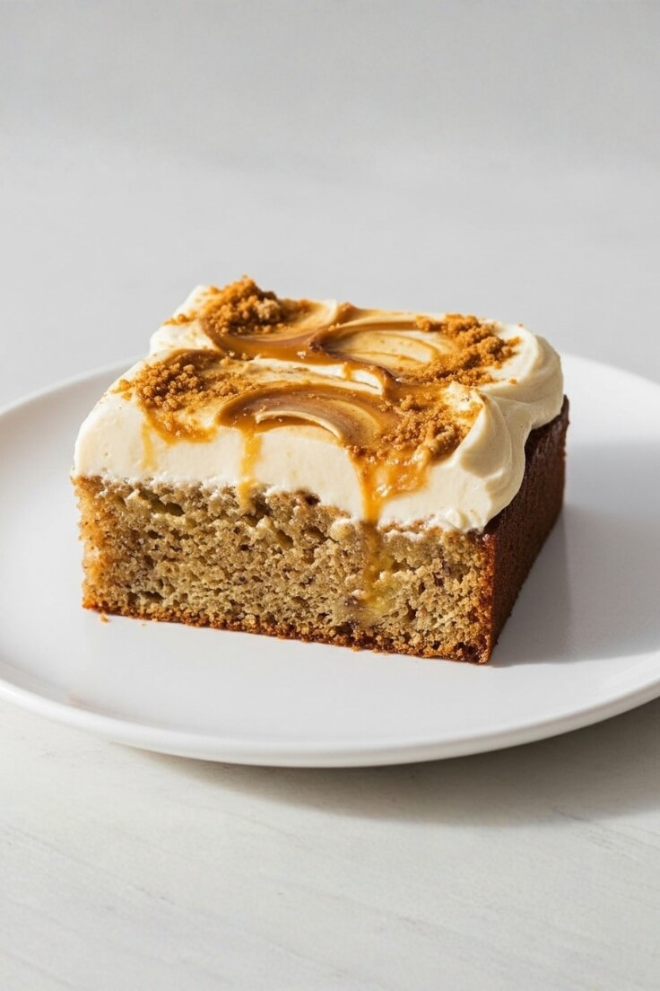 Banana Sheet Cake With Biscoff Cream Cheese Frosting