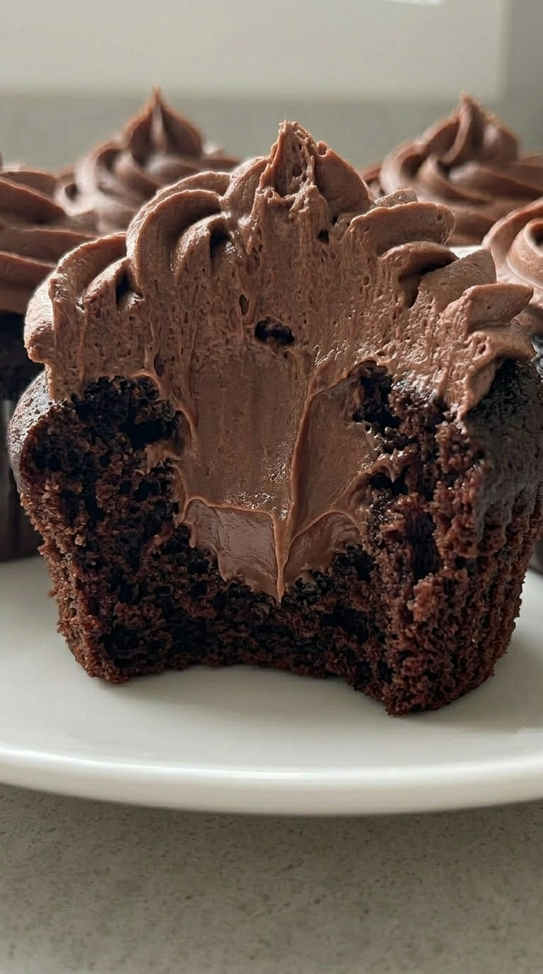 Chocolate Fudge Cupcakes – Ganache Filled & Buttercream Topped