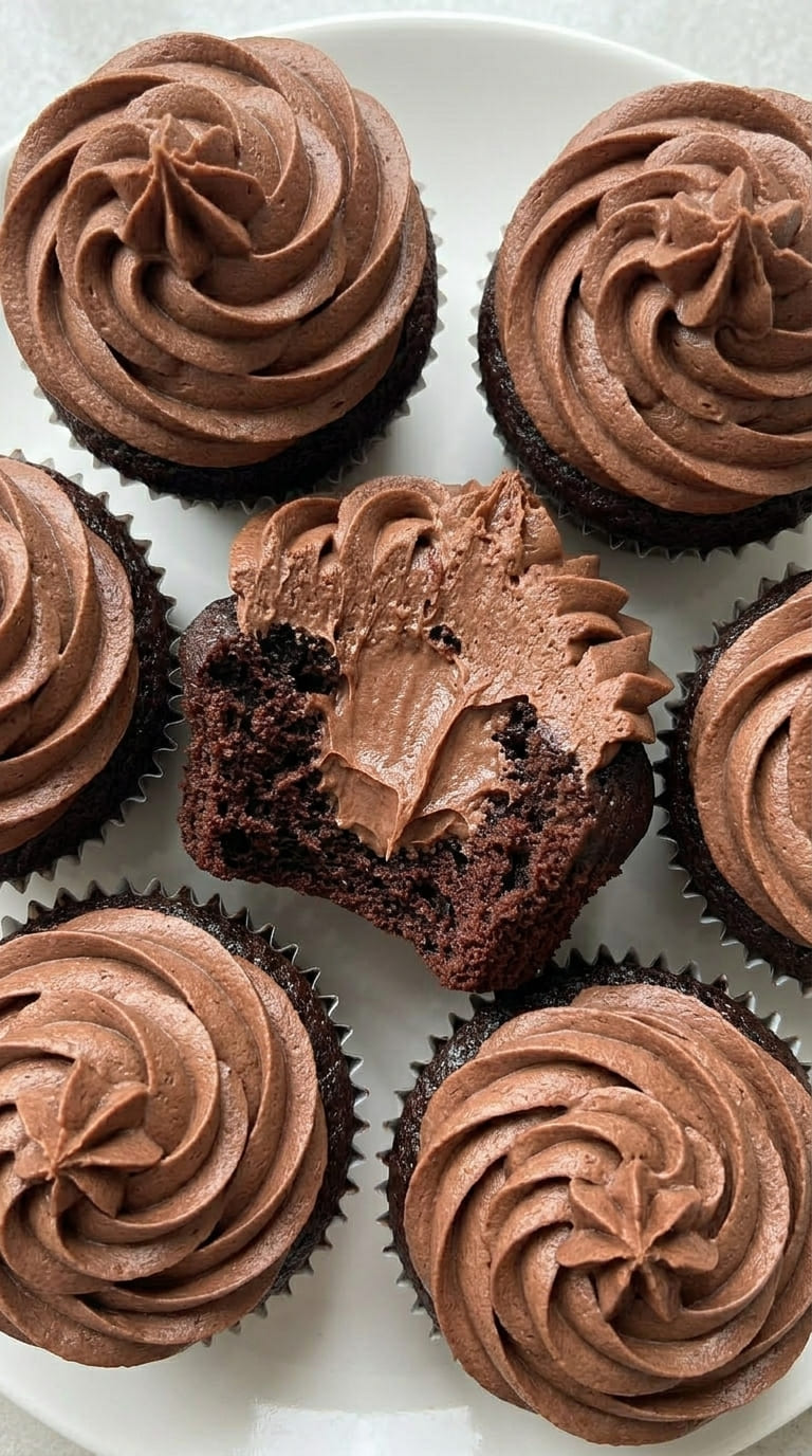 Chocolate Fudge Cupcakes – Ganache Filled & Buttercream Topped