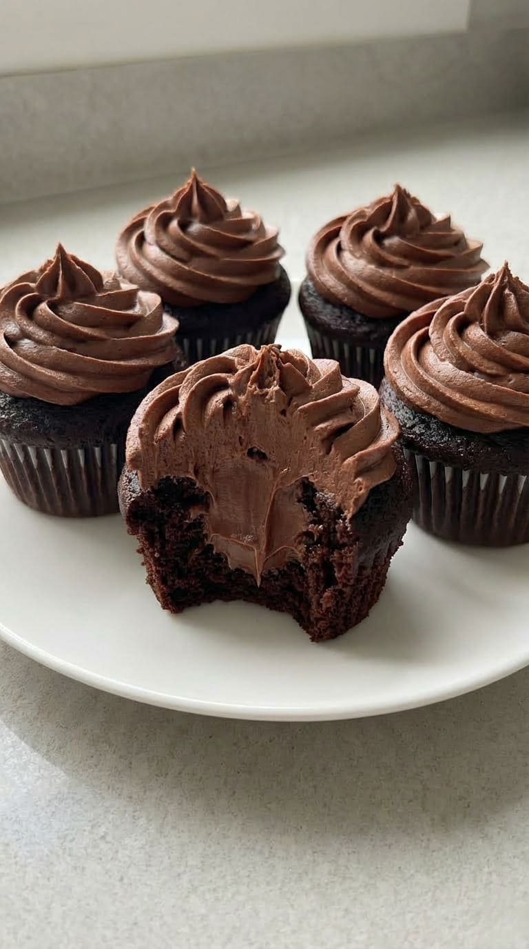 Chocolate Fudge Cupcakes – Ganache Filled & Buttercream Topped