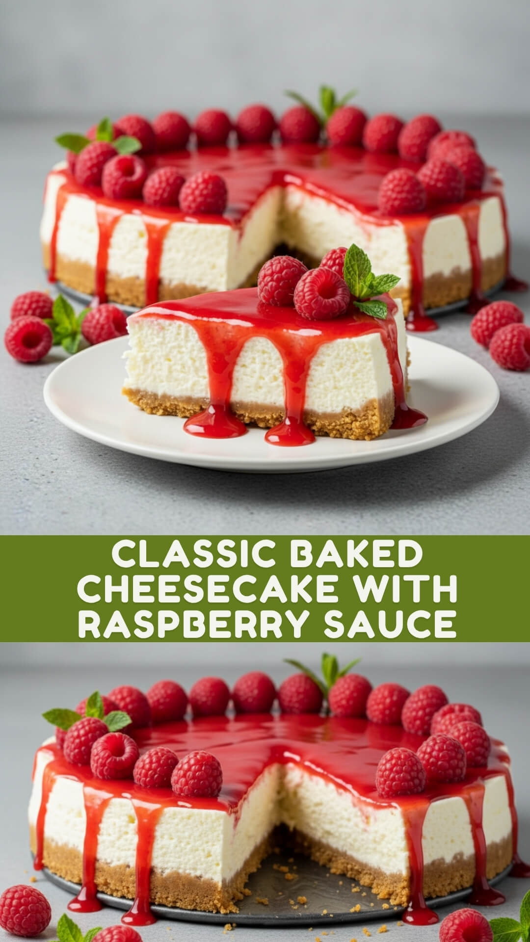 Cheesecake with Raspberry Sauce