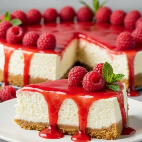 Cheesecake with Raspberry Sauce