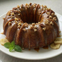 Banana Bundt Cake with Homemade Brown Sugar Glaze