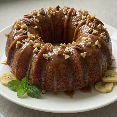 Banana Bundt Cake with Homemade Brown Sugar Glaze
