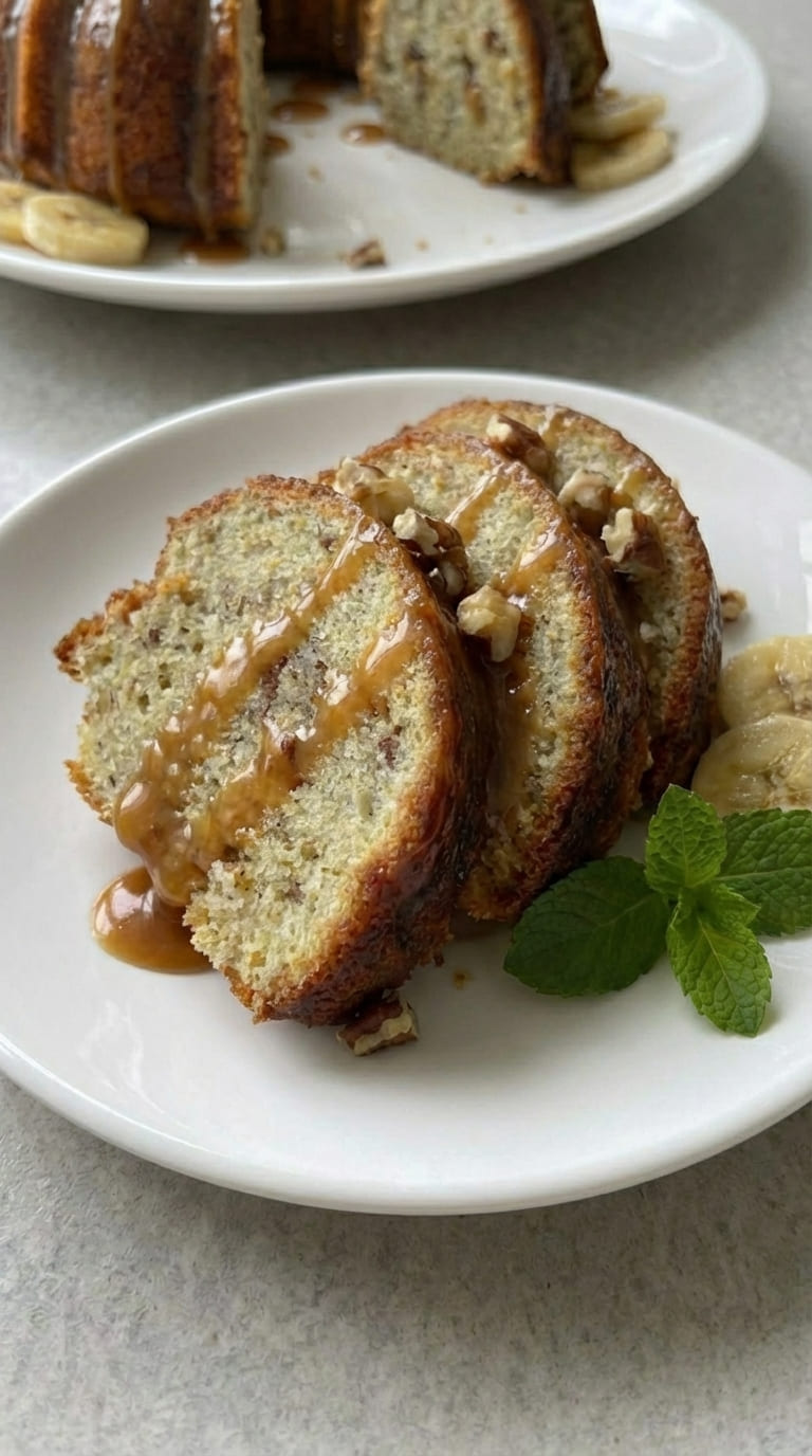 Banana Bundt Cake with Homemade Brown Sugar Glaze