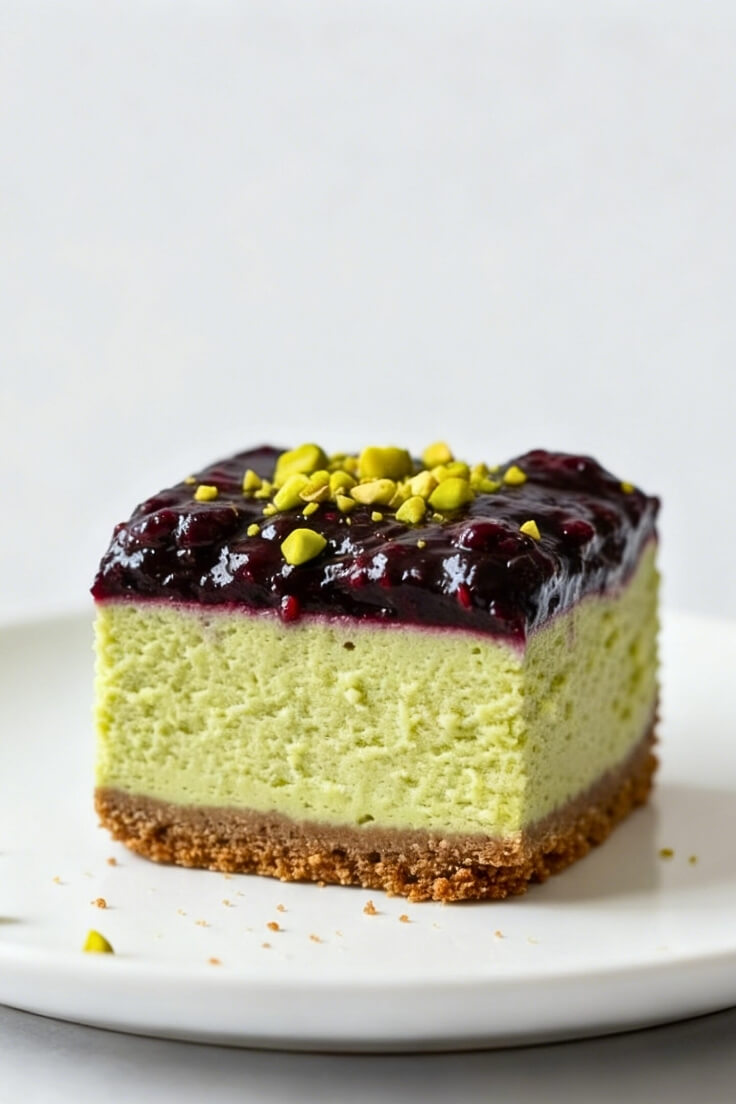 Blackberry Pistachio Cheesecake Bars