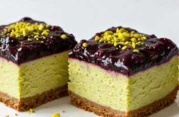 Blackberry Pistachio Cheesecake Bars