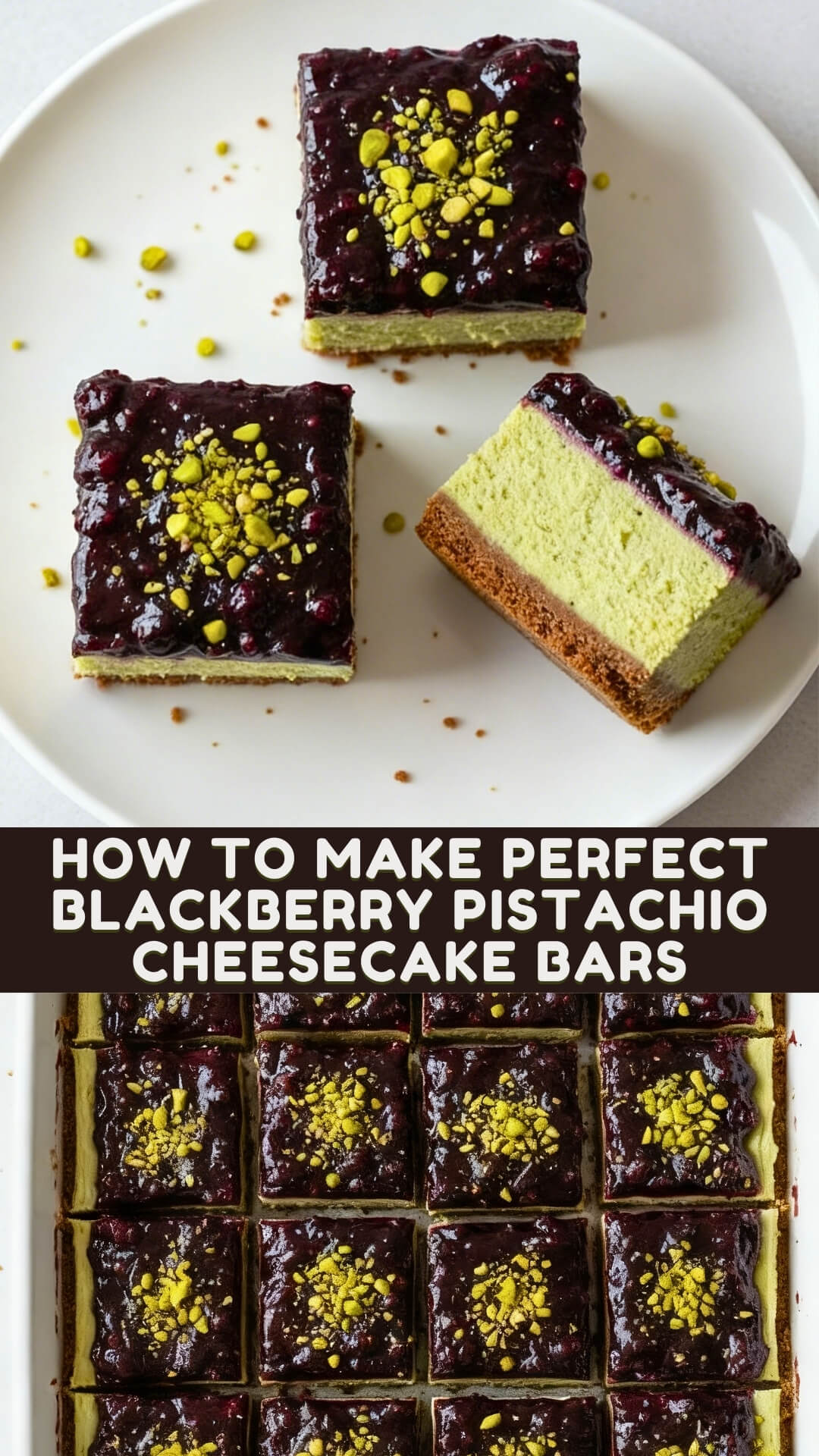 Blackberry Pistachio Cheesecake Bars