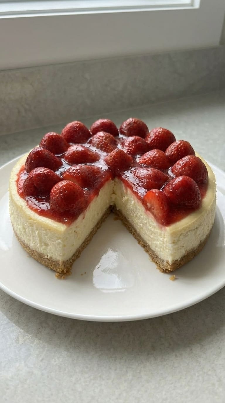 Strawberry Cheesecake with Strawberry Topping – Classic & Perfect