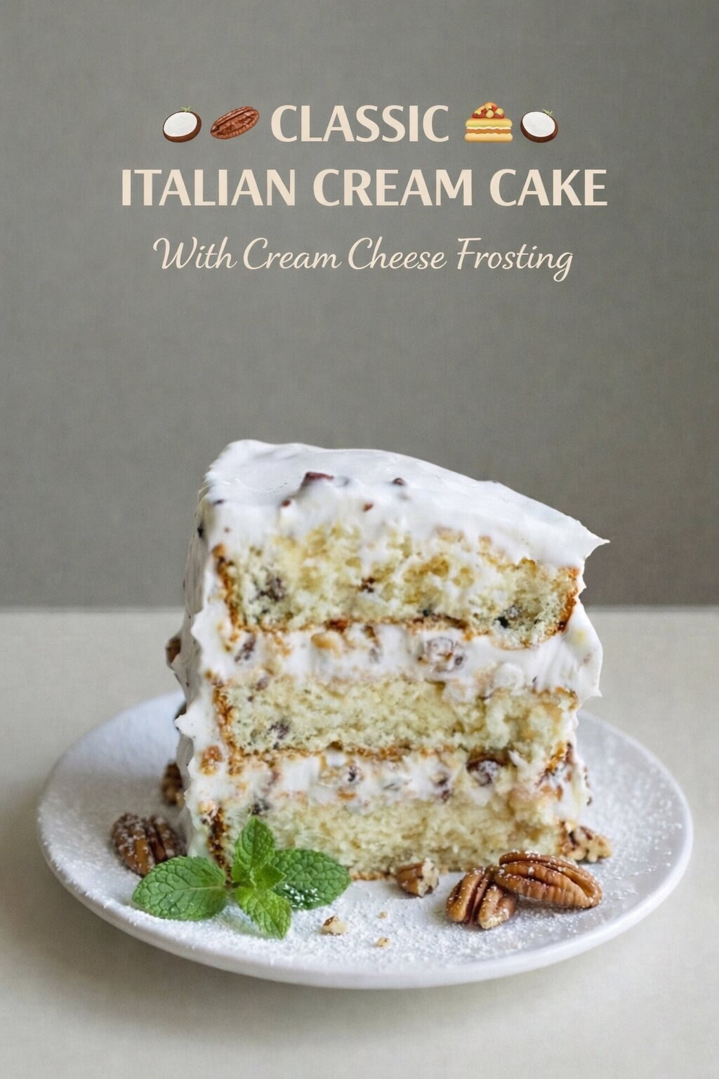 Classic Italian Cream Cake with Cream Cheese Frosting