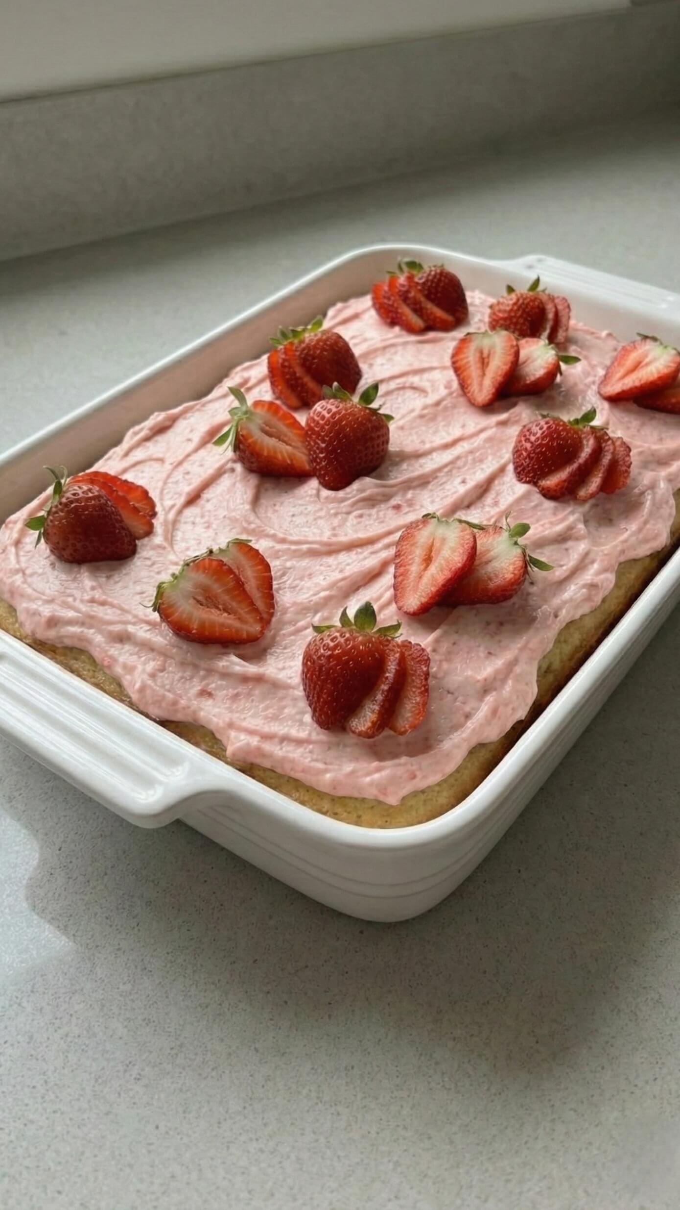 Strawberry Vanilla Sheet Cake