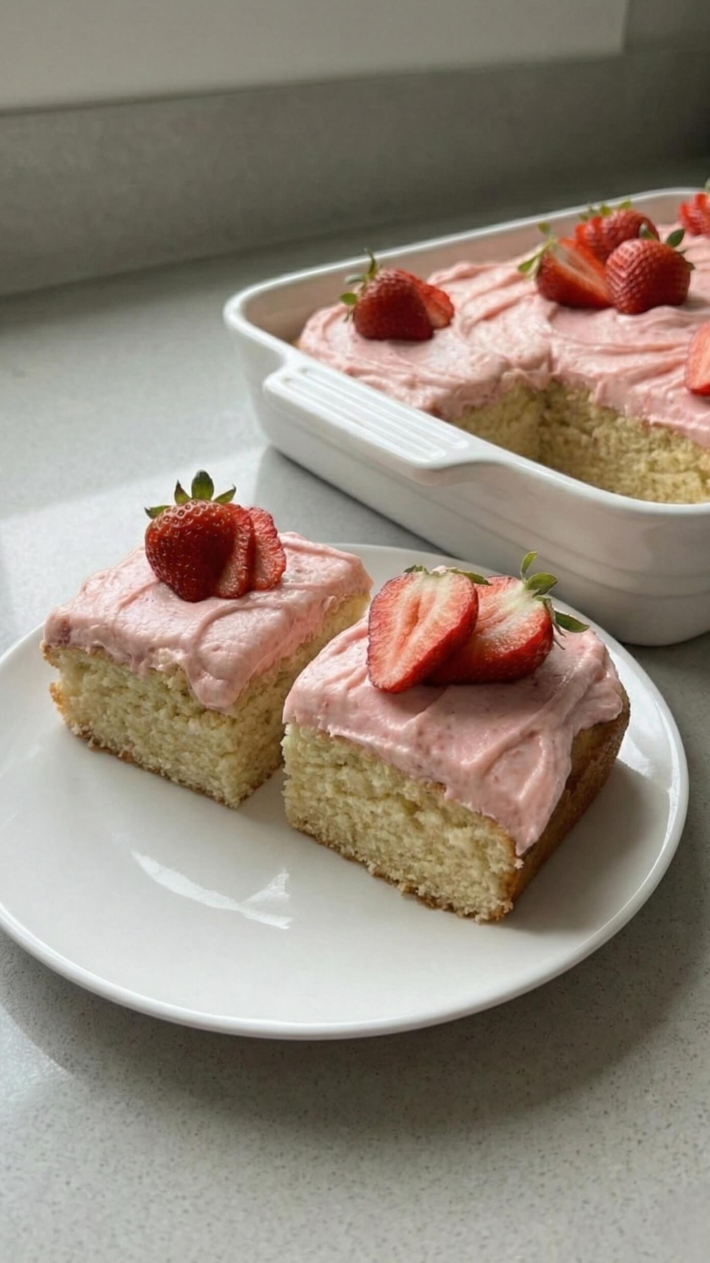 Strawberry Vanilla Sheet Cake