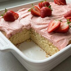 Strawberry Vanilla Sheet Cake
