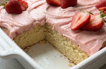 Strawberry Vanilla Sheet Cake