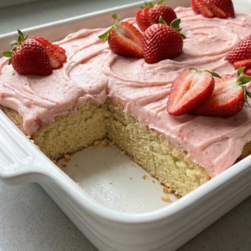 Strawberry Vanilla Sheet Cake