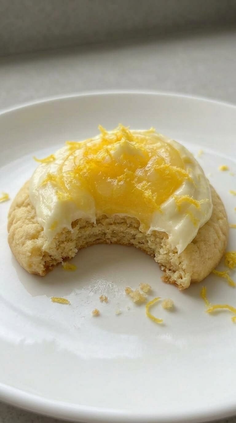 Crumbl Lemon Cookies with Lemon Curd and Cream Cheese Frosting