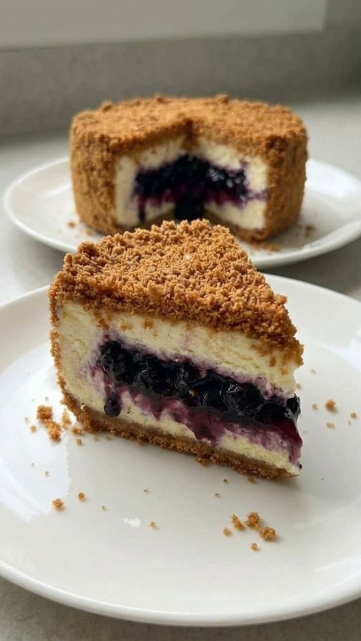 No-Bake Upside-Down Blueberry Cheesecake Recipe, Creamy and Irresistible