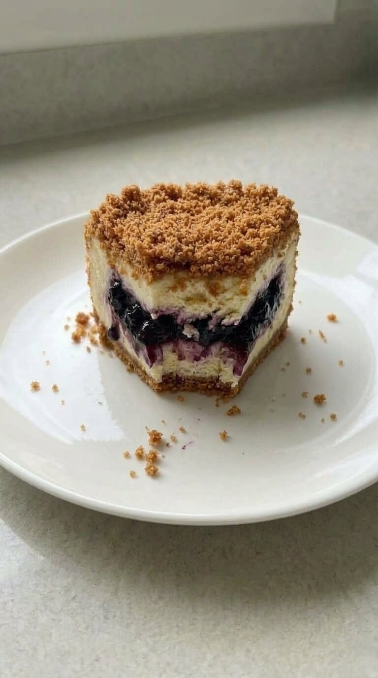 No-Bake Upside-Down Blueberry Cheesecake Recipe, Creamy and Irresistible