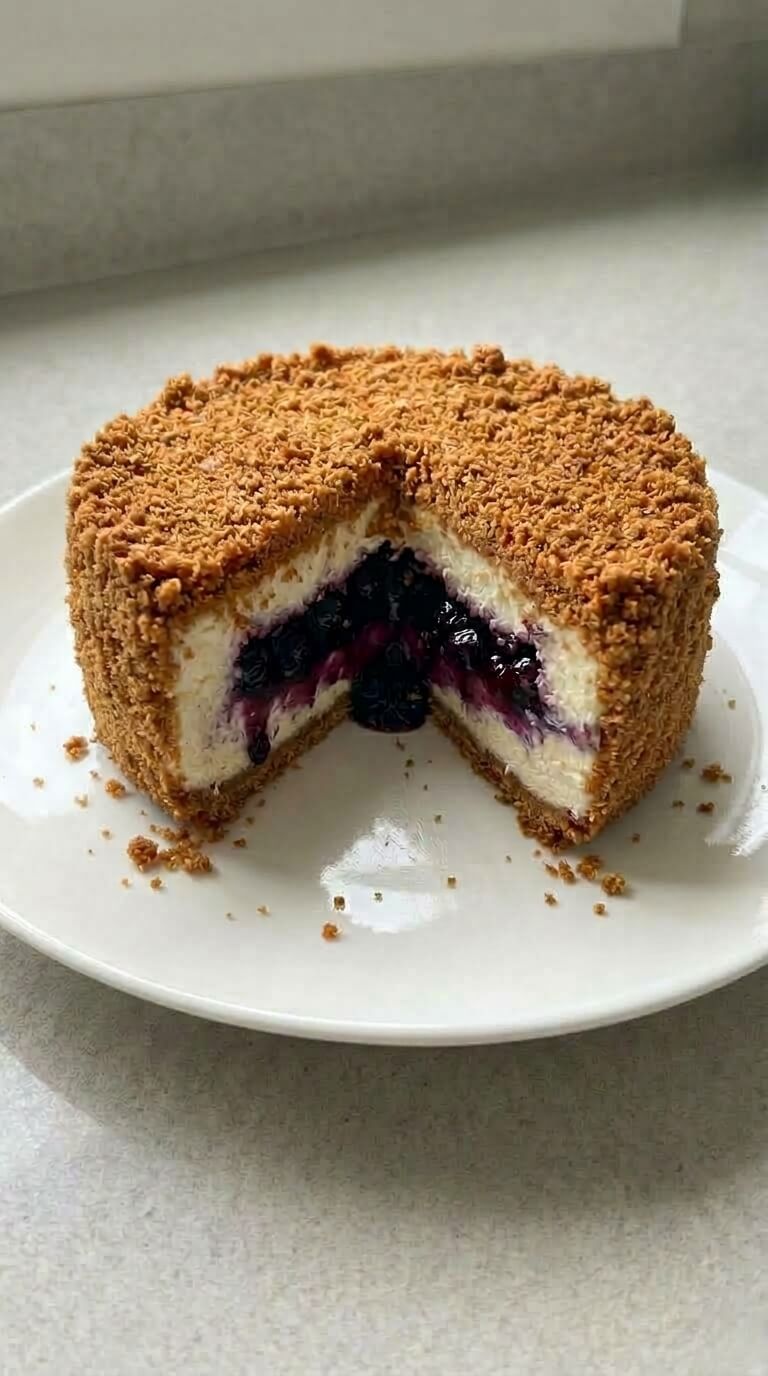 No-Bake Upside-Down Blueberry Cheesecake Recipe, Creamy and Irresistible