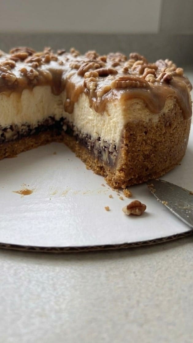 Easy Pecan Pie Cheesecake with Caramelized Pecan Topping