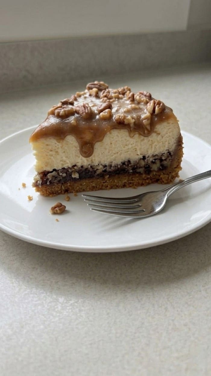Easy Pecan Pie Cheesecake with Caramelized Pecan Topping